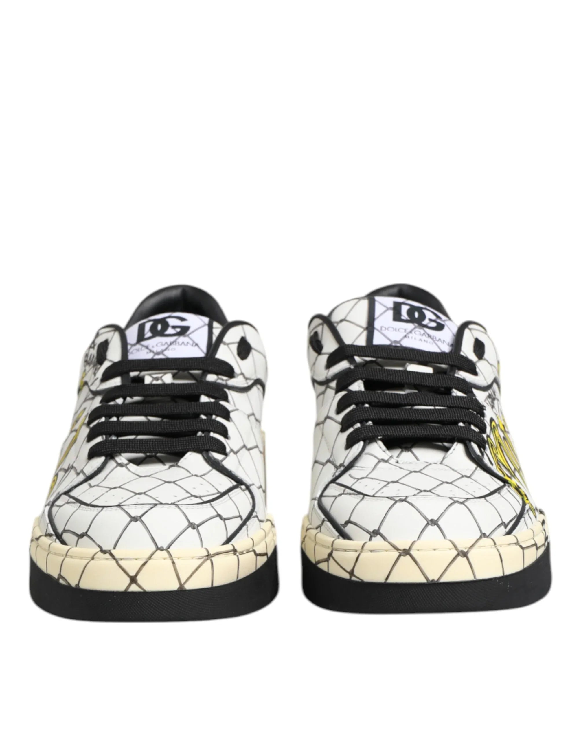 Dolce & Gabbana White Logo Print Low Top Men Sneakers Shoes - Zeiniez