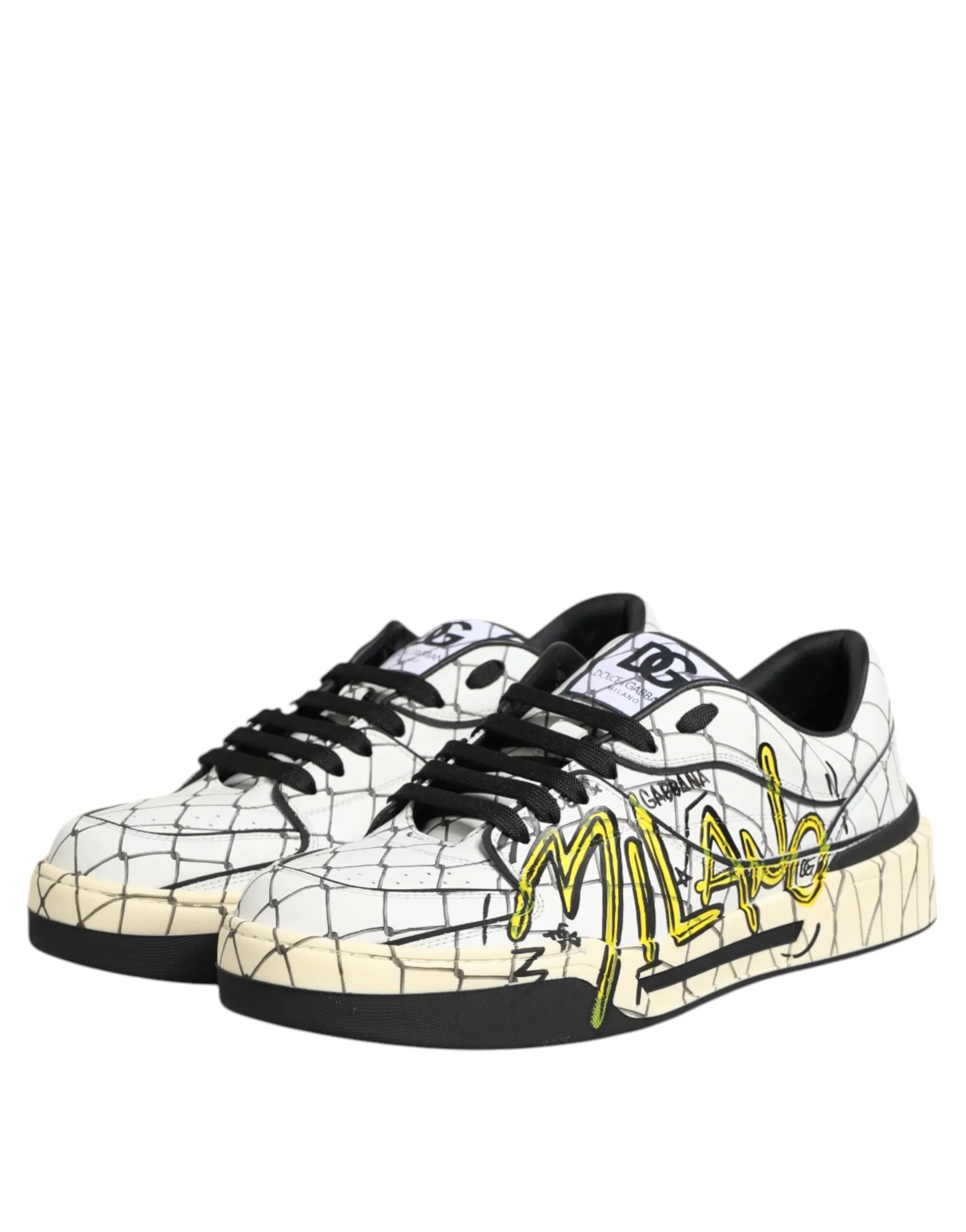 Dolce & Gabbana White Logo Print Low Top Men Sneakers Shoes - Zeiniez