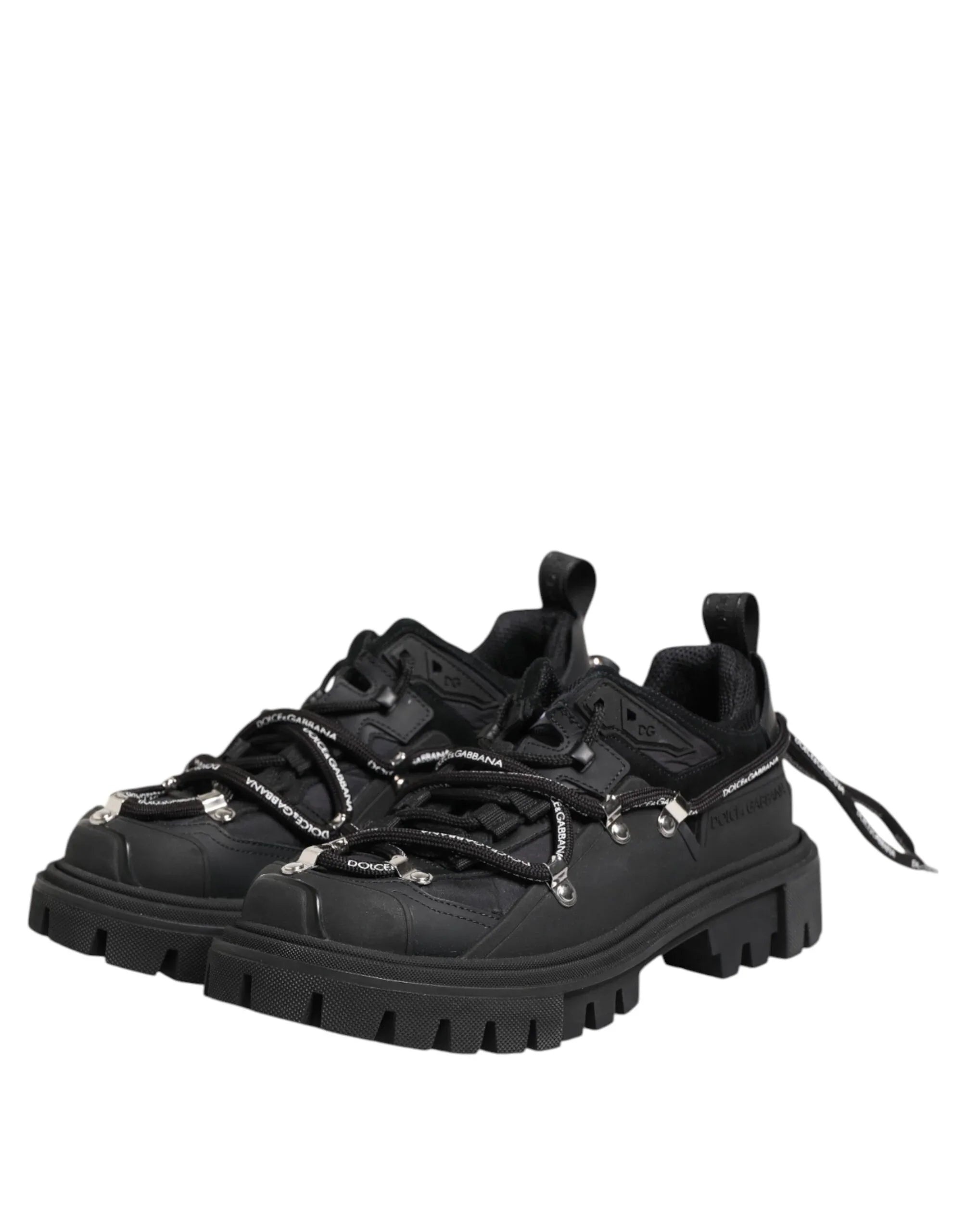 Dolce & Gabbana Black Low Top Lace Up Trekking Sneakers Shoes - Zeiniez