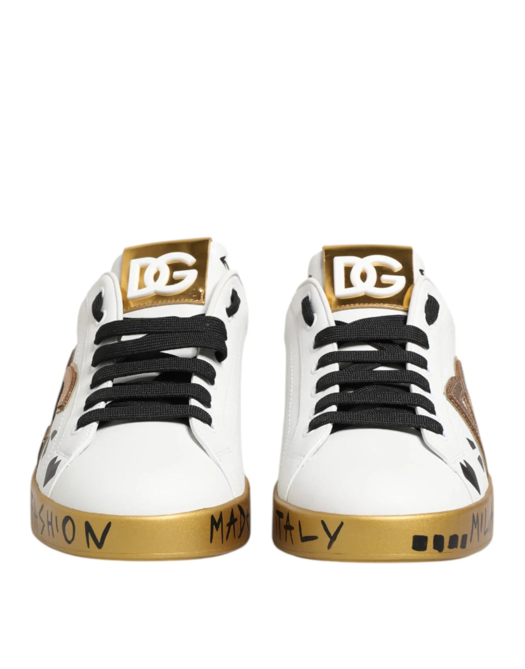 Dolce & Gabbana White Gold Crystal Portofino Sneakers Shoes - Zeiniez