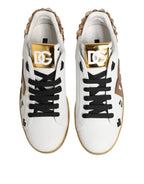 Dolce & Gabbana White Gold Crystal Portofino Sneakers Shoes - Zeiniez