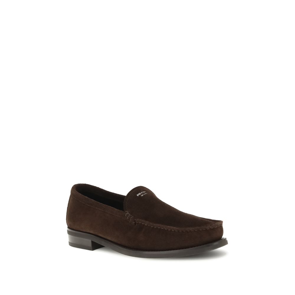 Prada Brown Calf Leather Bos Taurus Slip-On Loafers - Zeiniez