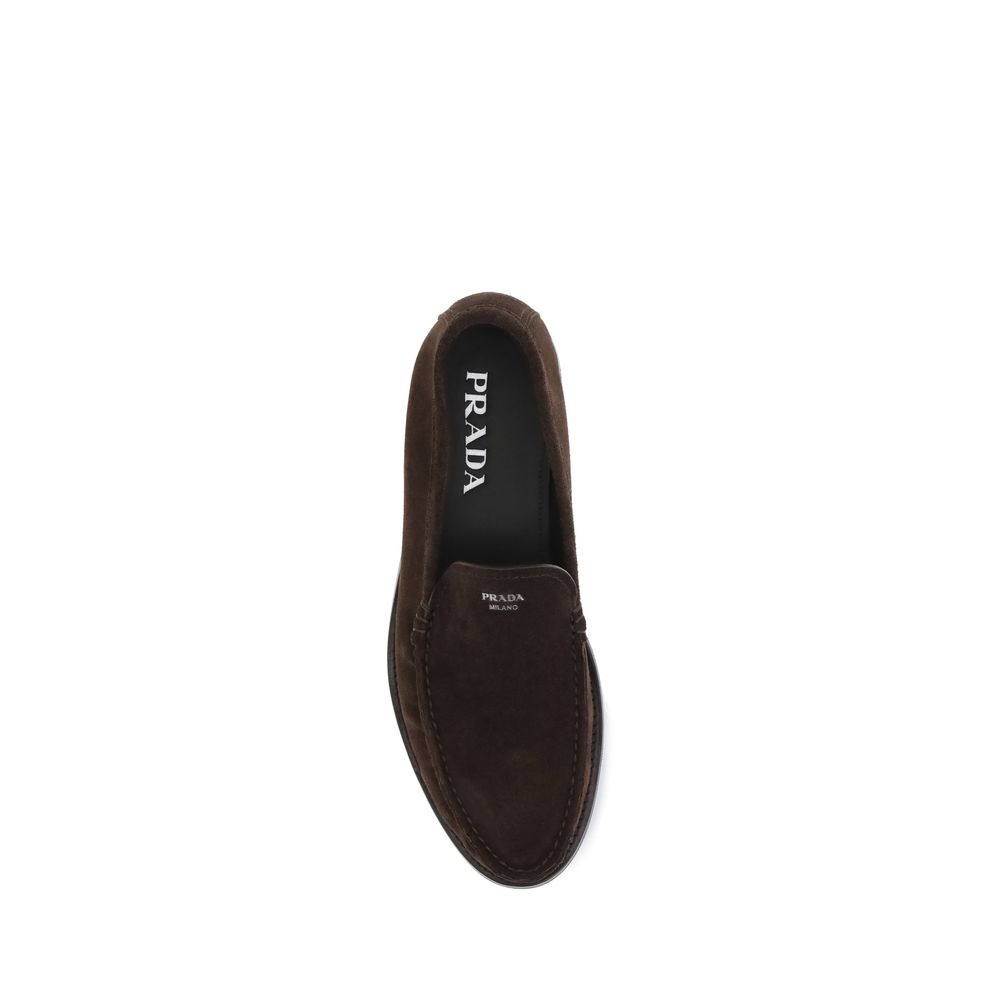 Prada Brown Calf Leather Bos Taurus Slip-On Loafers - Zeiniez
