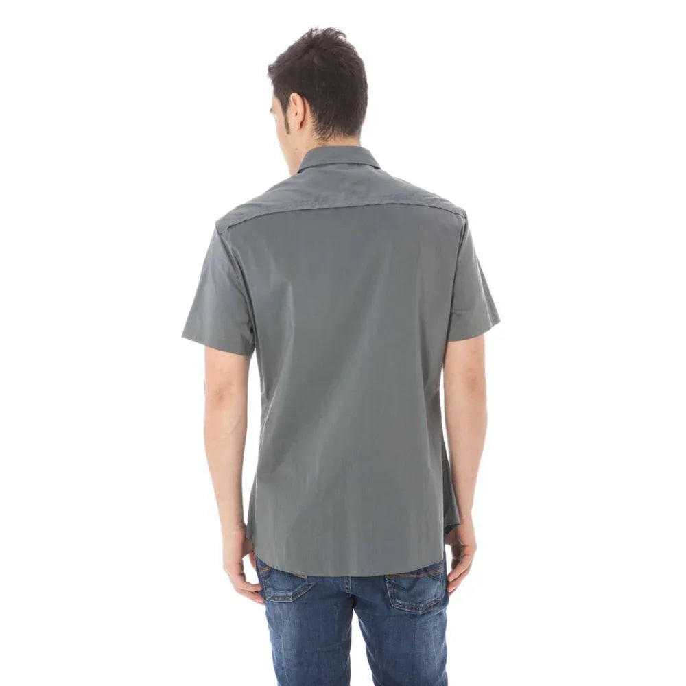 Costume National "Gray Cotton Men's Shirt with Italian Collar" - Zeiniez