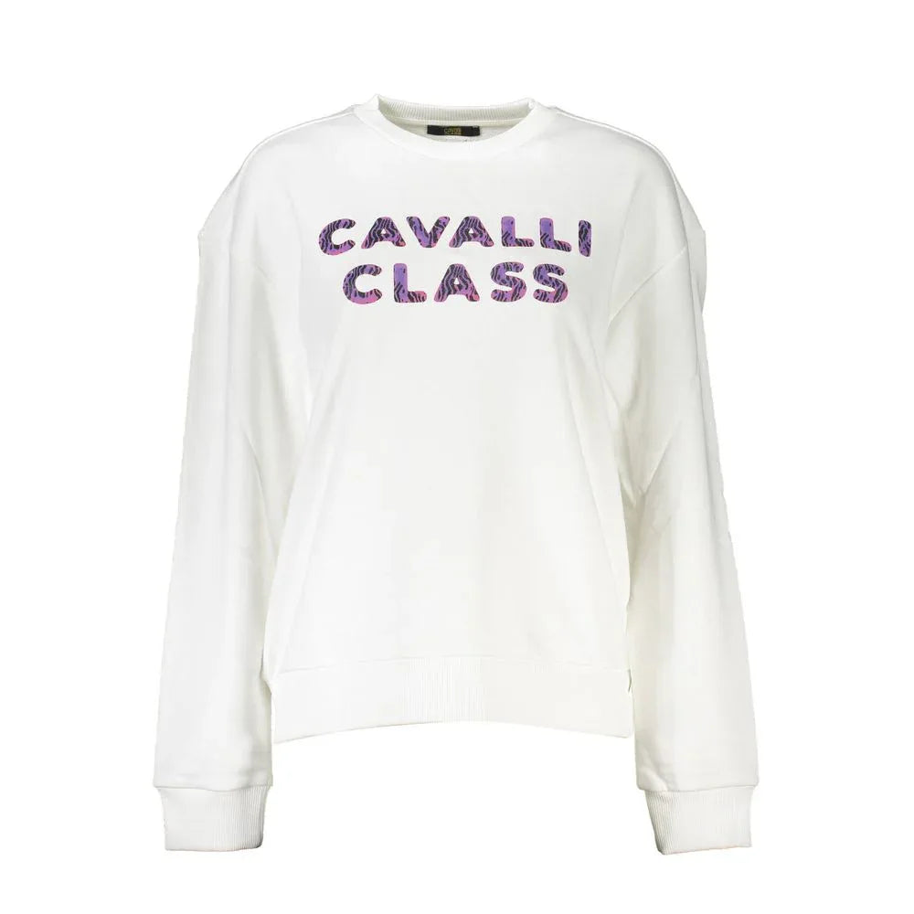 Cavalli Class Bianco Cotton Women Sweatshirt - Zeiniez