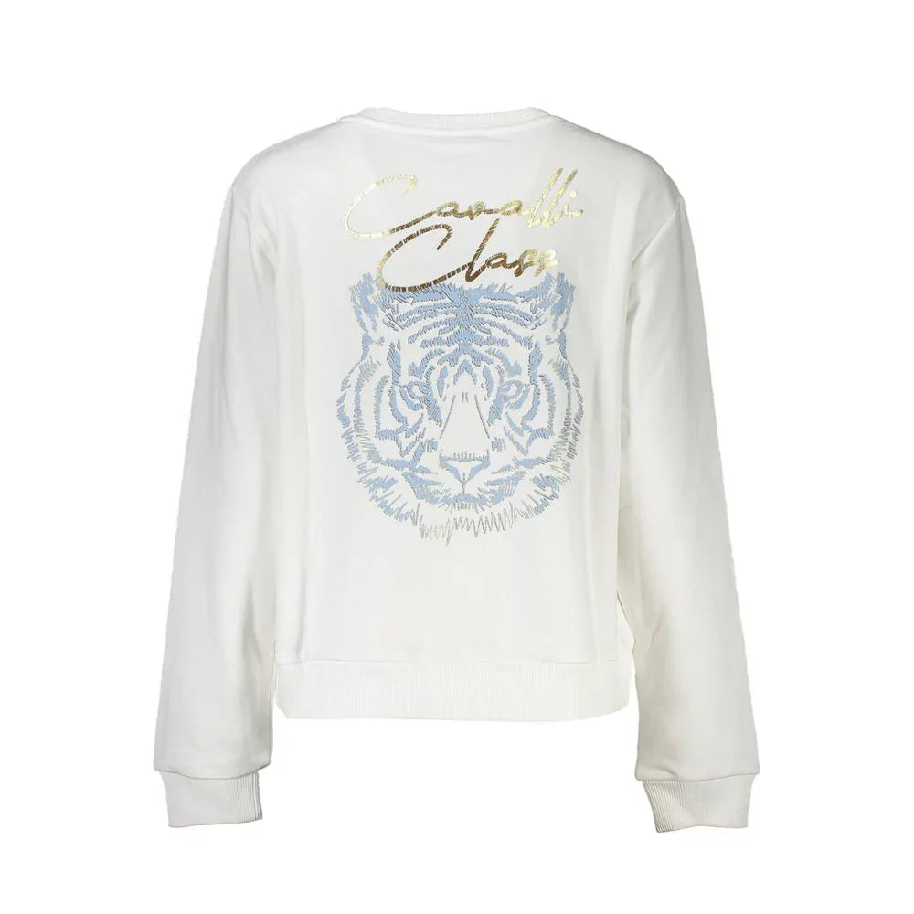 Cavalli Class Bianco Cotton Women Sweatshirt - Zeiniez