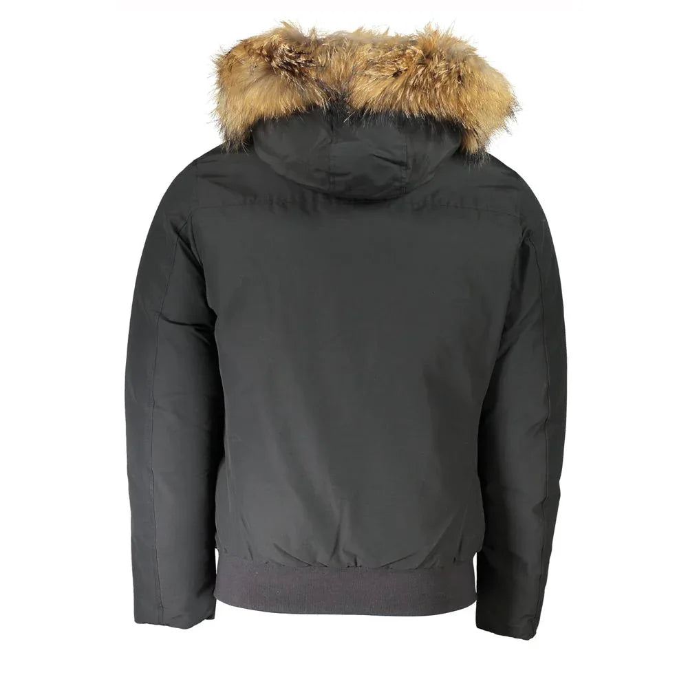Woolrich Gray Cotton Men Jacket with Hood and Removable Fur - Zeiniez