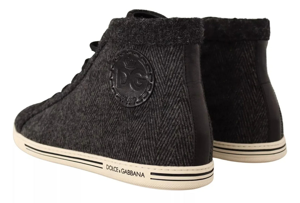 Dolce & Gabbana Gray Wool Cotton Casual High Top Sneakers - Zeiniez