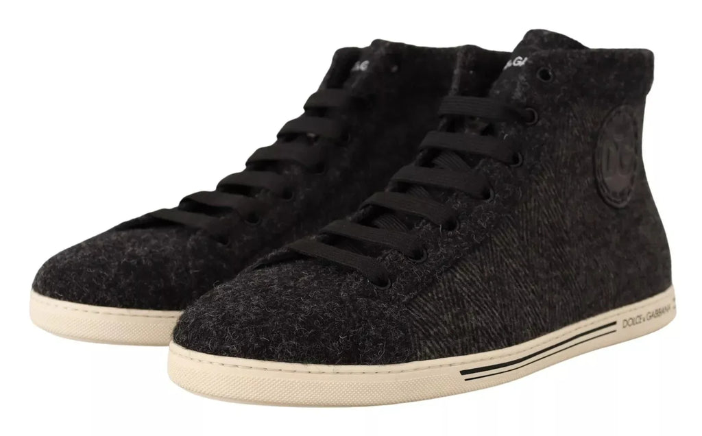 Dolce & Gabbana Gray Wool Cotton Casual High Top Sneakers - Zeiniez
