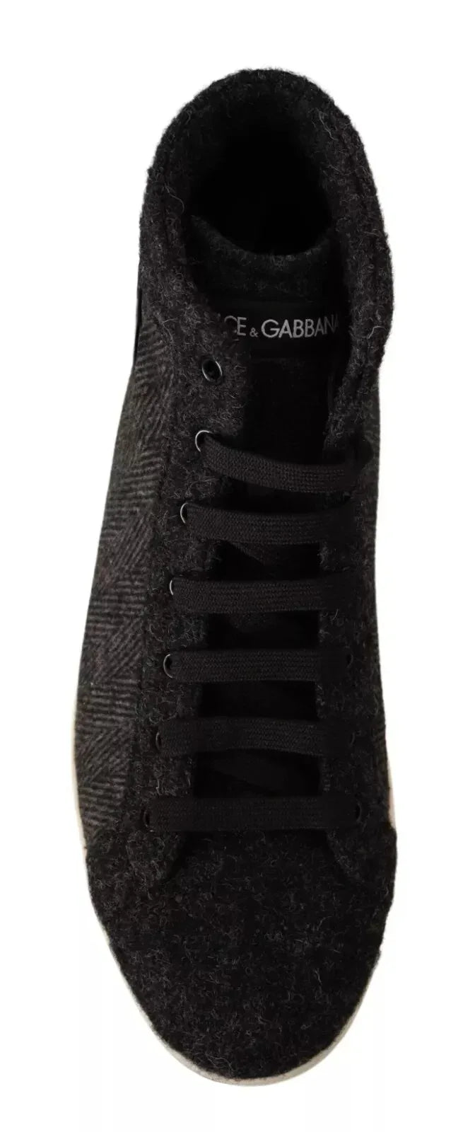 Dolce & Gabbana Gray Wool Cotton Casual High Top Sneakers - Zeiniez