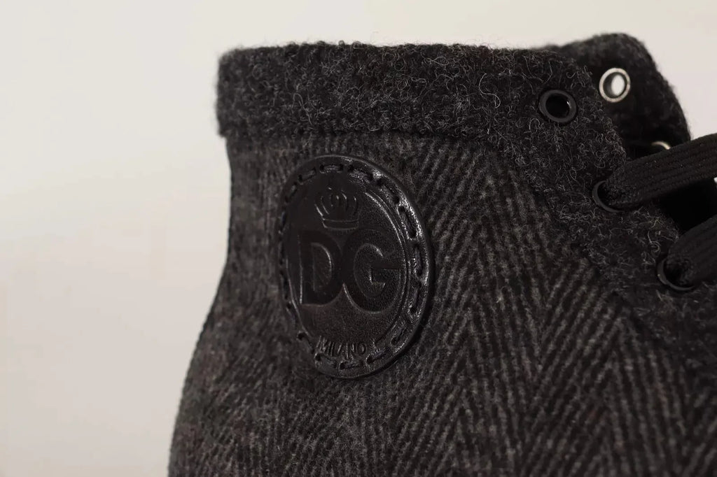 Dolce & Gabbana Gray Wool Cotton Casual High Top Sneakers - Zeiniez