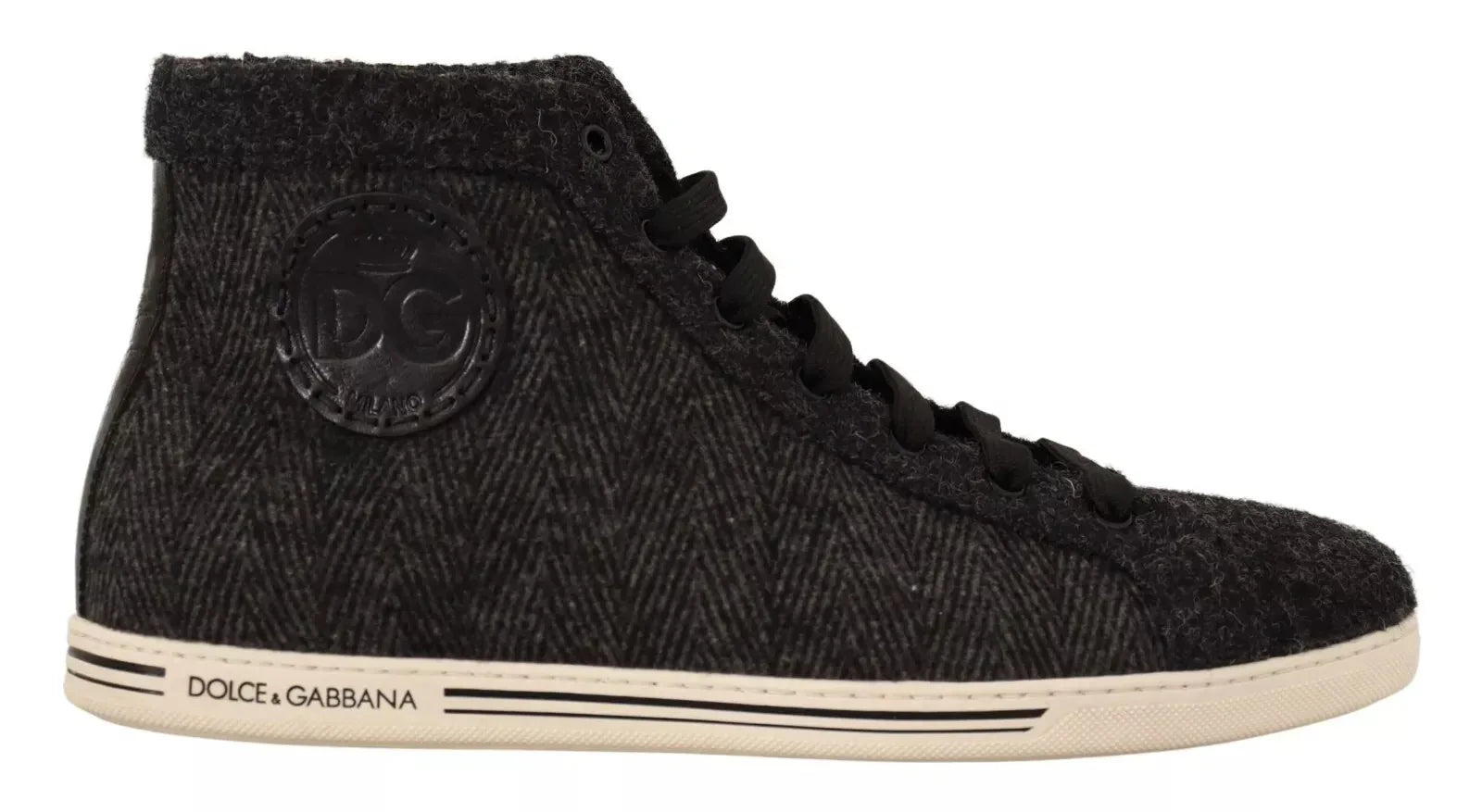Dolce & Gabbana Gray Wool Cotton Casual High Top Sneakers - Zeiniez