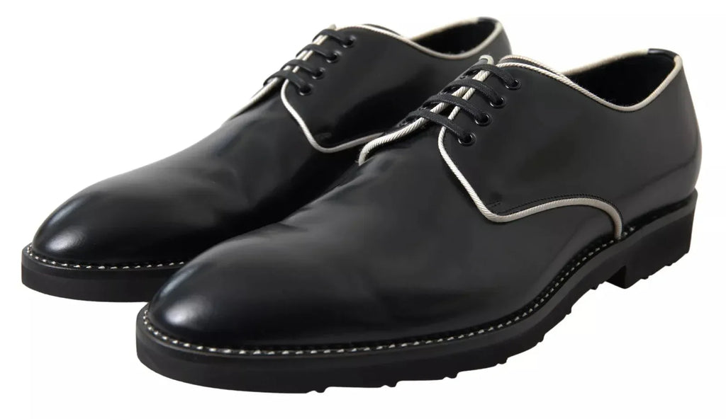 Dolce & Gabbana Black White Leather Formal Dress Shoes - Zeiniez