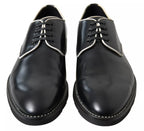 Dolce & Gabbana Black White Leather Formal Dress Shoes - Zeiniez