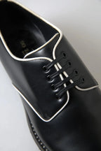 Dolce & Gabbana Black White Leather Formal Dress Shoes - Zeiniez