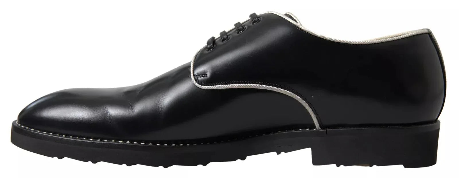Dolce & Gabbana Black White Leather Formal Dress Shoes - Zeiniez