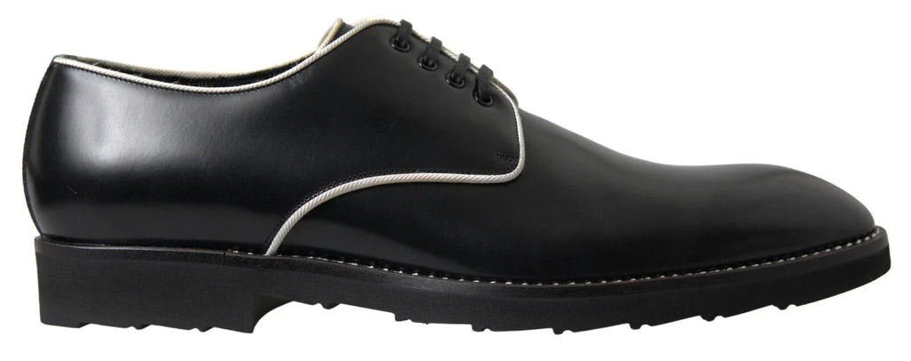 Dolce & Gabbana Black White Leather Formal Dress Shoes - Zeiniez
