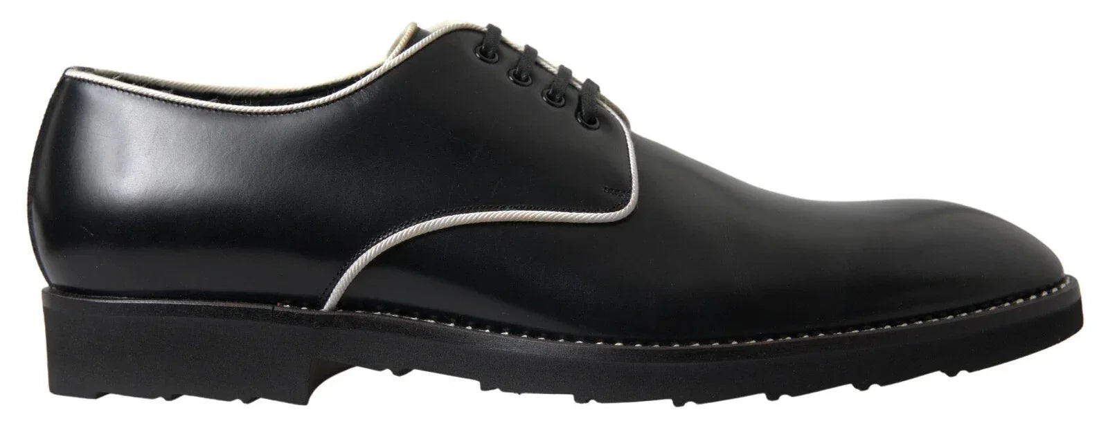 Dolce & Gabbana Black White Leather Formal Dress Shoes - Zeiniez