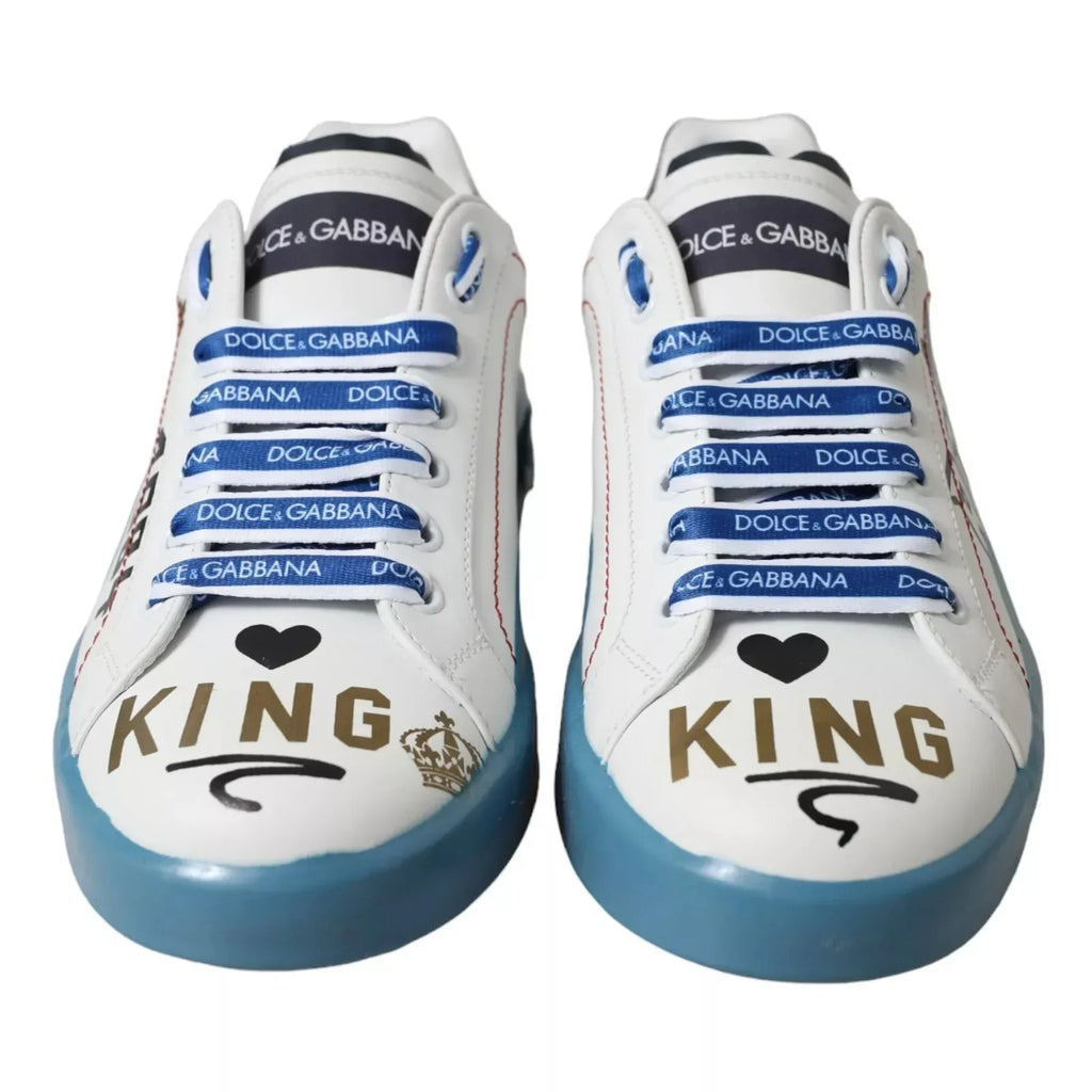 Dolce & Gabbana Blue White Printed Portofino Melt Sneakers - Zeiniez