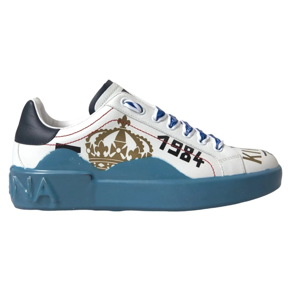 Dolce & Gabbana Blue White Printed Portofino Melt Sneakers - Zeiniez