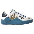 Dolce & Gabbana Blue White Printed Portofino Melt Sneakers - Zeiniez