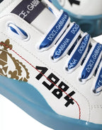 Dolce & Gabbana Blue White Printed Portofino Melt Sneakers - Zeiniez
