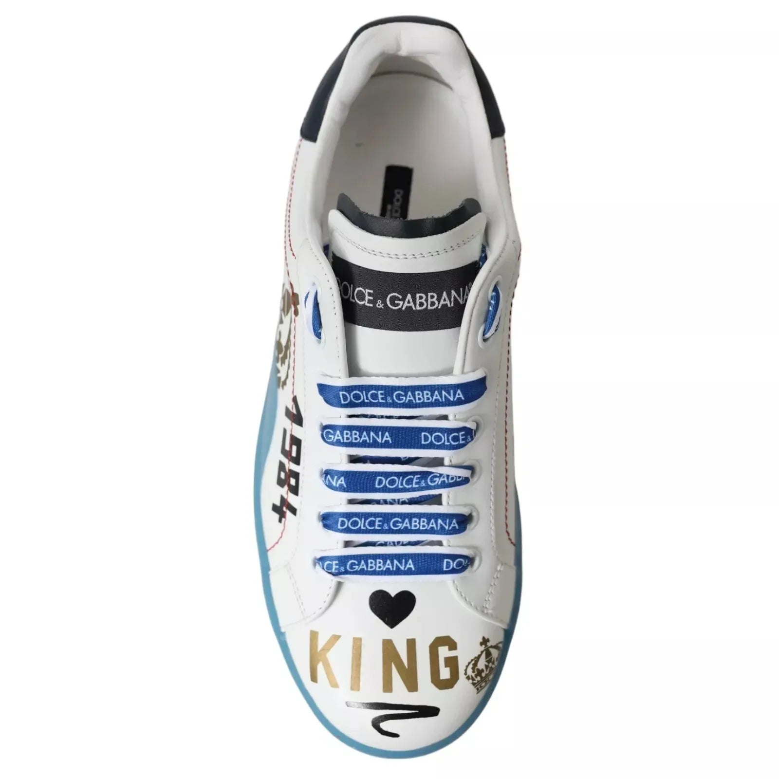 Dolce & Gabbana Blue White Printed Portofino Melt Sneakers - Zeiniez