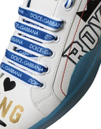 Dolce & Gabbana Blue White Printed Portofino Melt Sneakers - Zeiniez