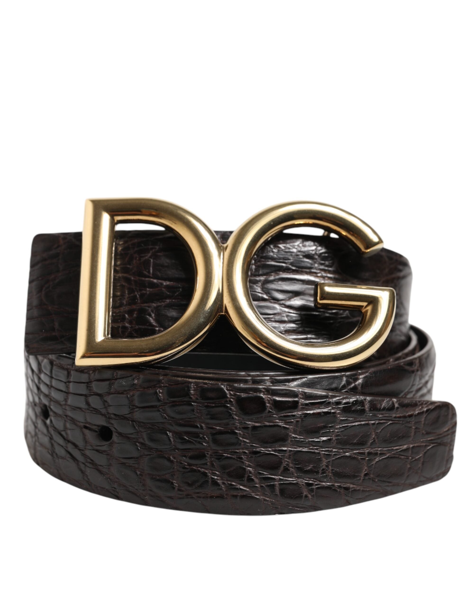 Dolce & Gabbana Black Exotic Leather DG Logo Buckle Belt - Zeiniez