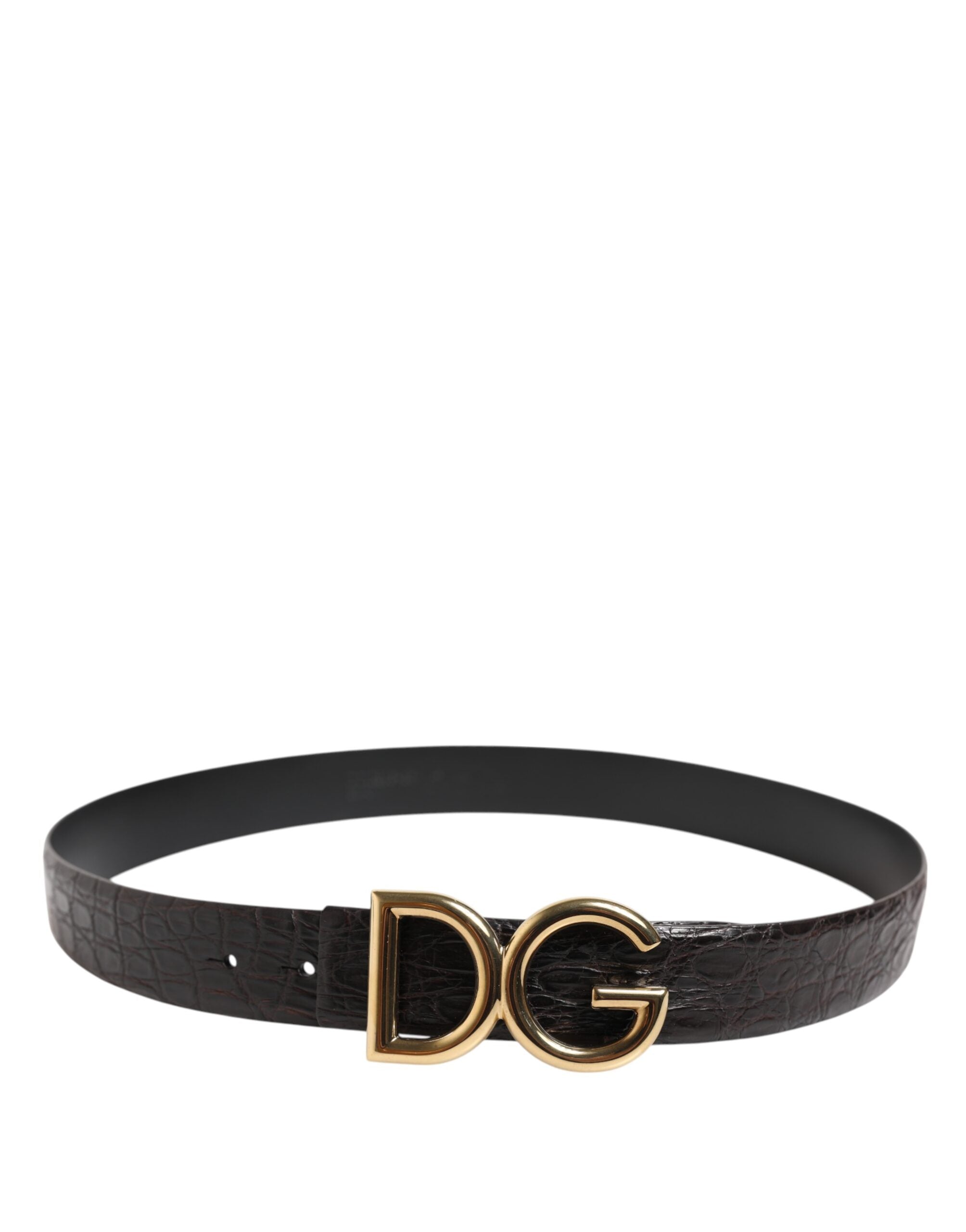 Dolce & Gabbana Black Exotic Leather DG Logo Buckle Belt - Zeiniez