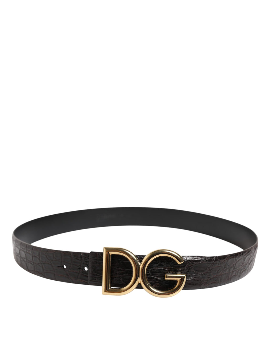 Dolce & Gabbana Black Exotic Leather DG Logo Buckle Belt
