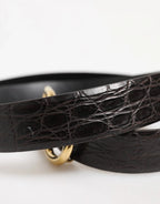 Dolce & Gabbana Black Exotic Leather DG Logo Buckle Belt - Zeiniez