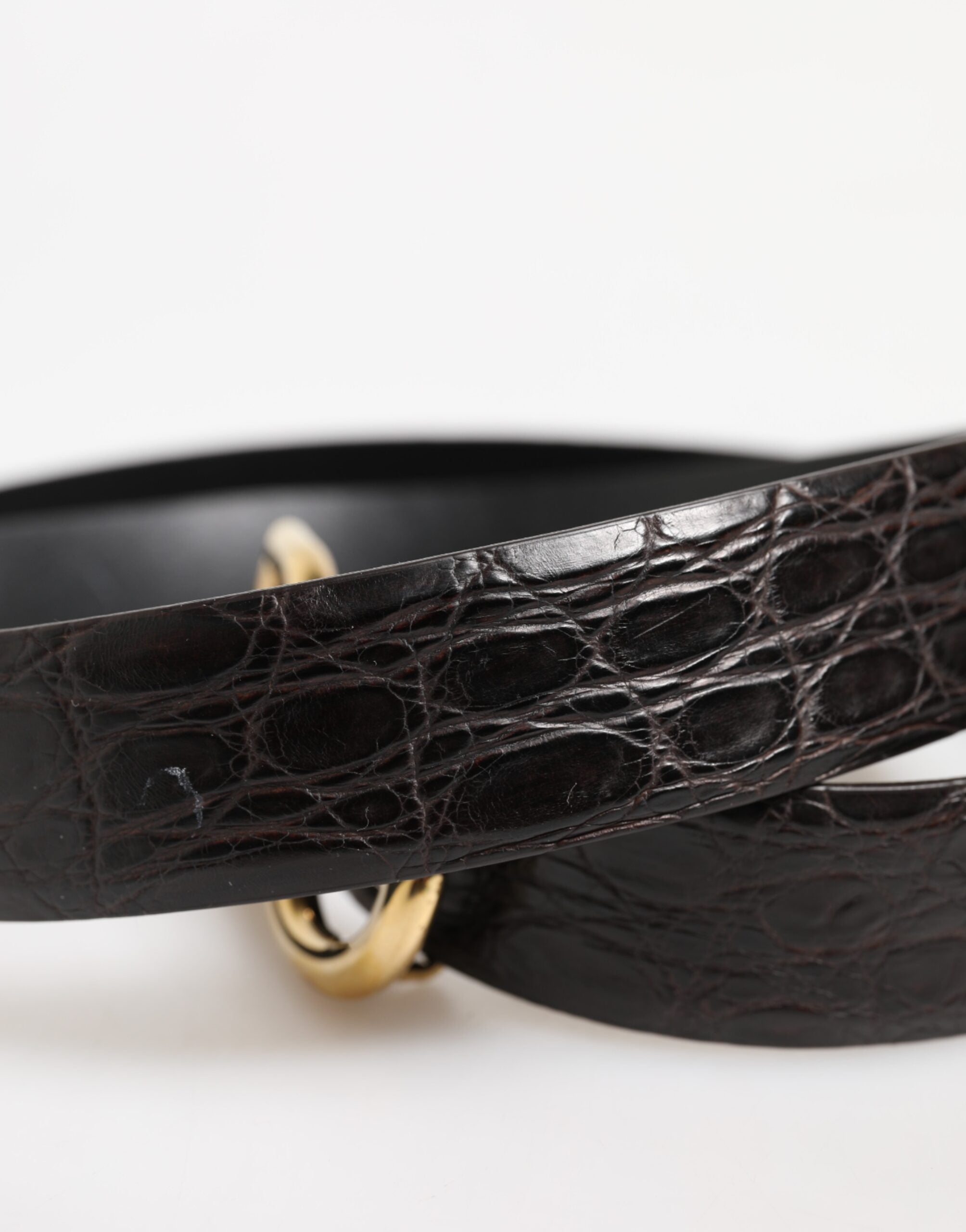 Dolce & Gabbana Black Exotic Leather DG Logo Buckle Belt - Zeiniez