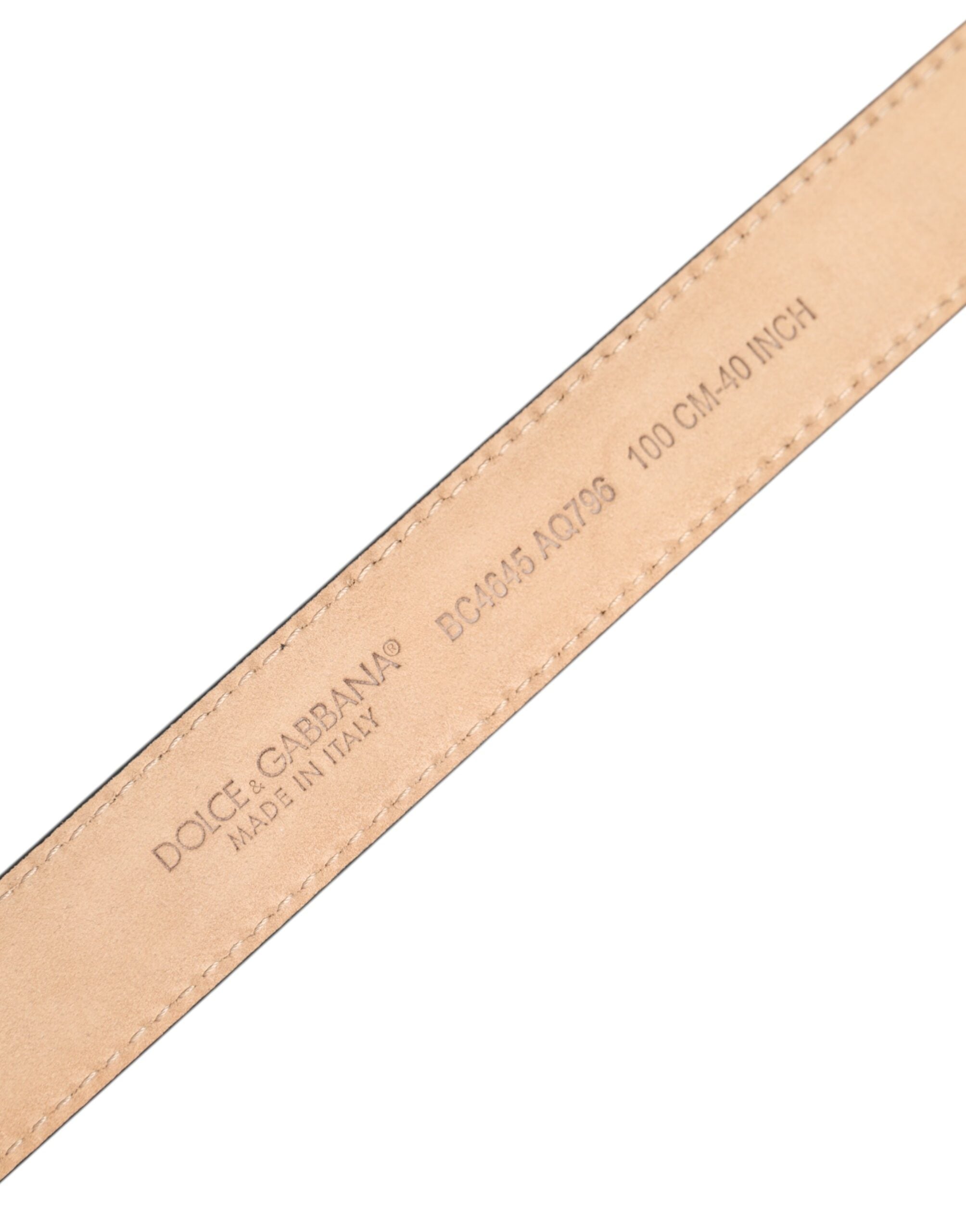 Dolce & Gabbana Metallic Leather Silver Tone Logo Buckle Belt - Zeiniez