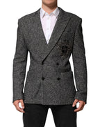 Dolce & Gabbana Black White Double Breasted Men Suit Blazer - Zeiniez