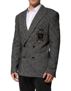 Dolce & Gabbana Black White Double Breasted Men Suit Blazer - Zeiniez