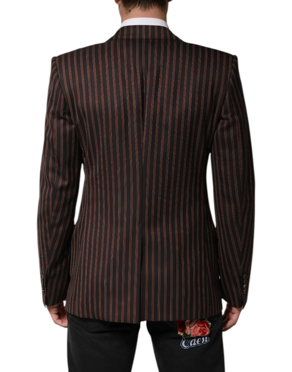 Dolce & Gabbana Black Brown Stripe Single Breasted Blazer - Zeiniez