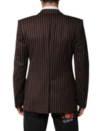Dolce & Gabbana Black Brown Stripe Single Breasted Blazer - Zeiniez