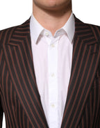 Dolce & Gabbana Black Brown Stripe Single Breasted Blazer - Zeiniez