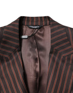 Dolce & Gabbana Black Brown Stripe Single Breasted Blazer - Zeiniez