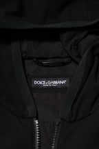 Dolce & Gabbana Black Sleeveless Hooded Logo Plaque Jacket - Zeiniez