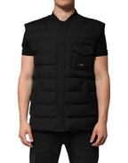 Dolce & Gabbana Black Sleeveless Parka Logo Plaque Jacket - Zeiniez