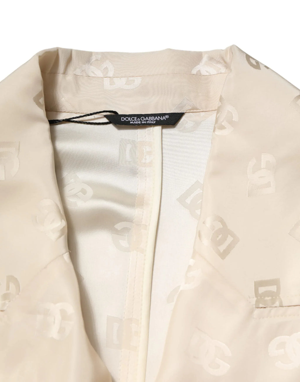 Dolce & Gabbana Beige Polyester Logo Monogram Coat Jacket - Zeiniez
