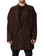 Dolce & Gabbana Brown Polyester Logo Monogram Coat Jacket - Zeiniez
