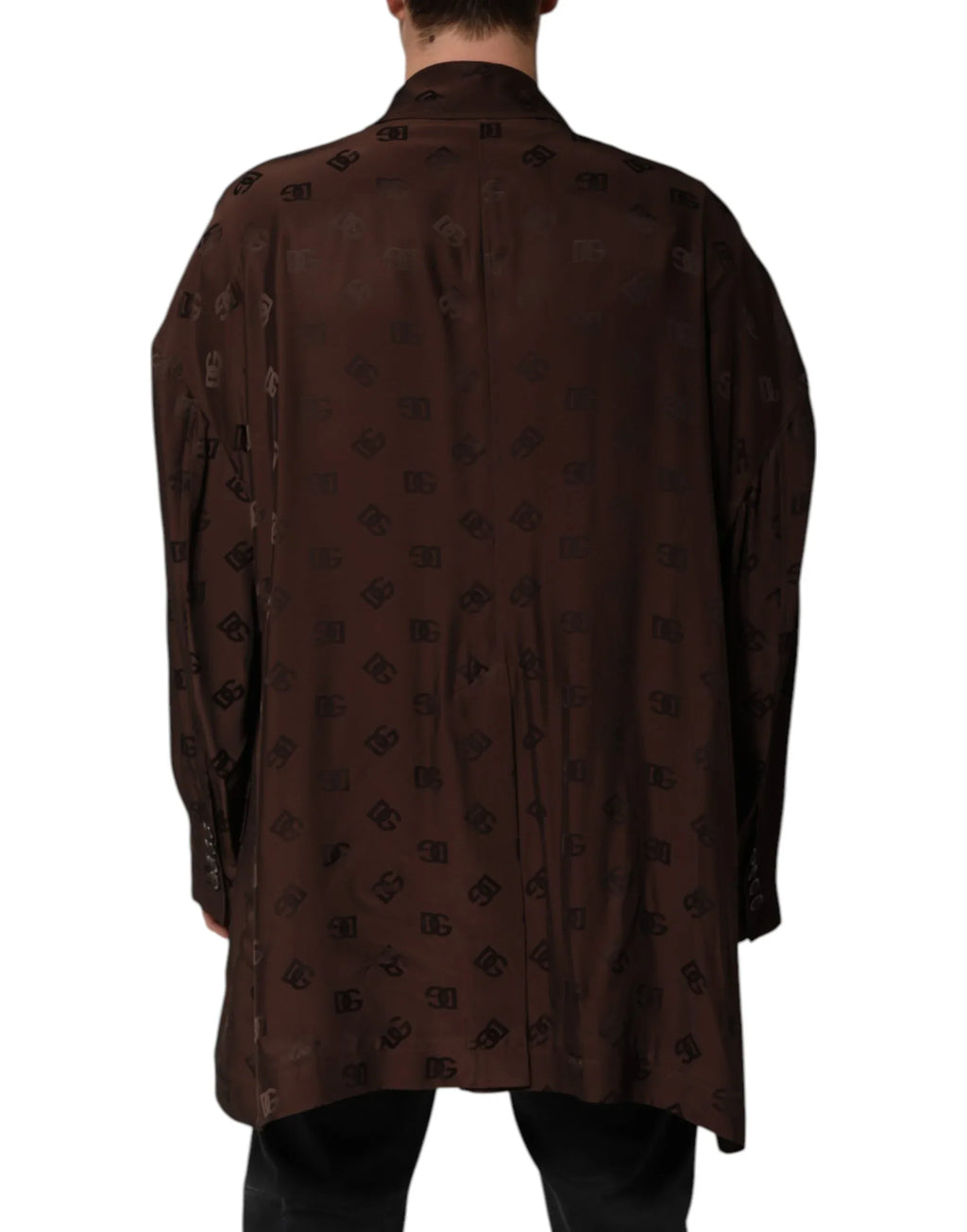 Dolce & Gabbana Brown Polyester Logo Monogram Coat Jacket - Zeiniez
