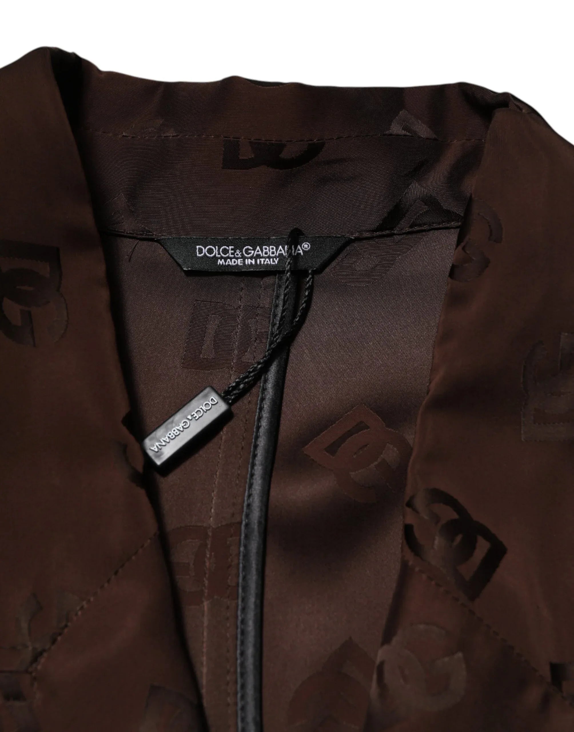 Dolce & Gabbana Brown Polyester Logo Monogram Coat Jacket - Zeiniez