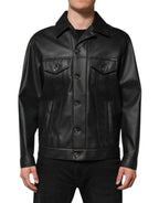 Dolce & Gabbana Black Polyester Button Down Biker Jacket