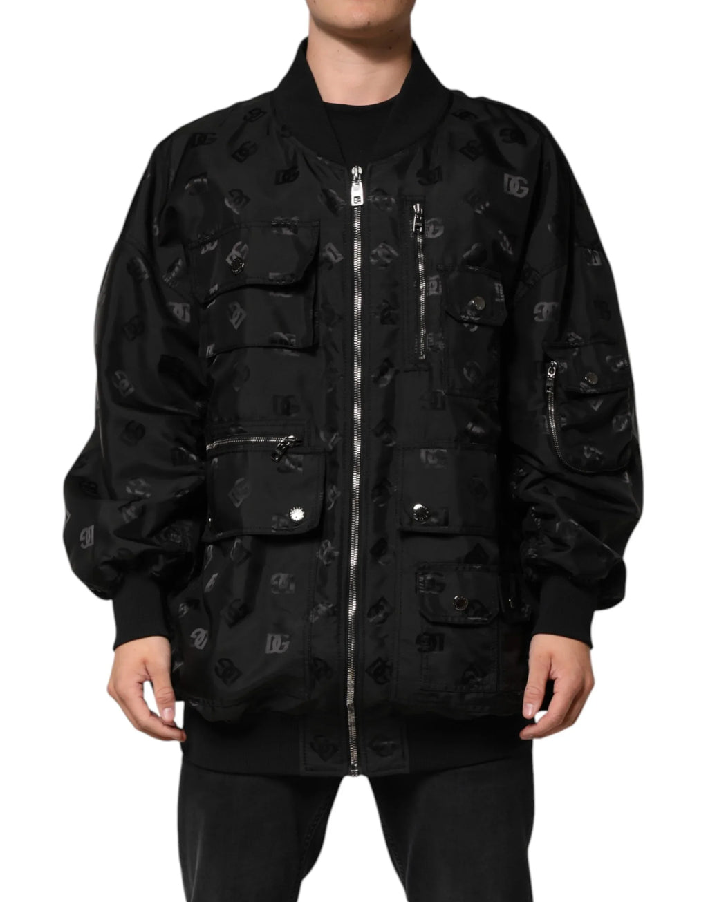 Dolce & Gabbana Black Cargo Windbraker Logo Mania Jacket - Zeiniez