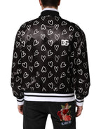 Dolce & Gabbana Black Polyester Heart Print Bomber Jacket - Zeiniez