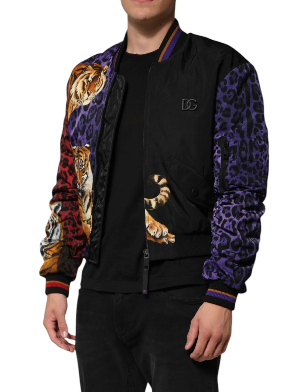 Dolce & Gabbana Multicolor Tiger Print Men Bomber Jacket - Zeiniez